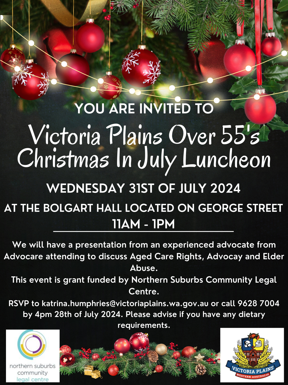 Over 55's Christmas in July Luncheon